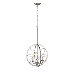Millennium Lighting 3 Light Pendant - White and Brushed Nickel