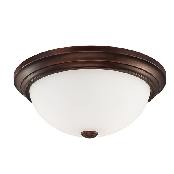 Millennium Lighting Rubbed Bronze Flush Mount - Etched White Glass - 3 ...