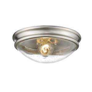 Millennium Lighting Brushed Nickel Flush Mount - Clear Seeded Glass - 1-Light