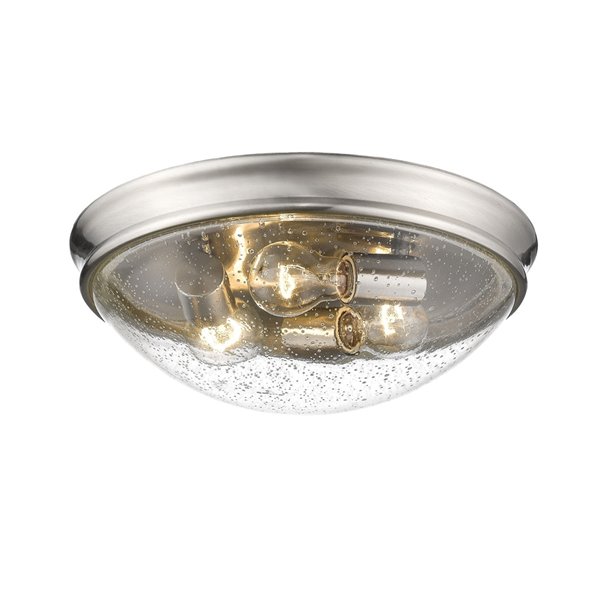 Millennium Lighting Brushed Nickel Flush Mount - Clear Seeded Glass - 3-Light