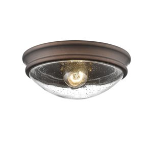 Millennium Lighting Rubbed Bronze Flush Mount - Clear Seeded Glass - 1-Light