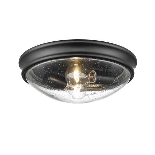 Millennium Lighting Matte Black Flush Mount - Clear Seeded Glass - 2-Light