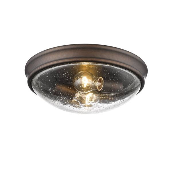 Millennium Lighting Rubbed Bronze Flush Mount - Clear Seeded Glass - 2-Light