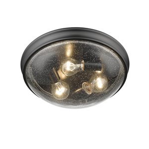 Millennium Lighting Matte Black Flush Mount - Clear Seeded Glass - 3-Light