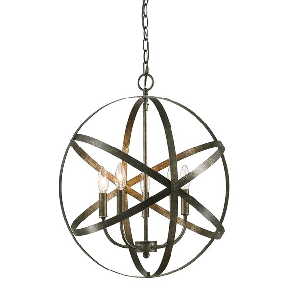 Millennium Lighting 5 Light Pendant - Antique Silver