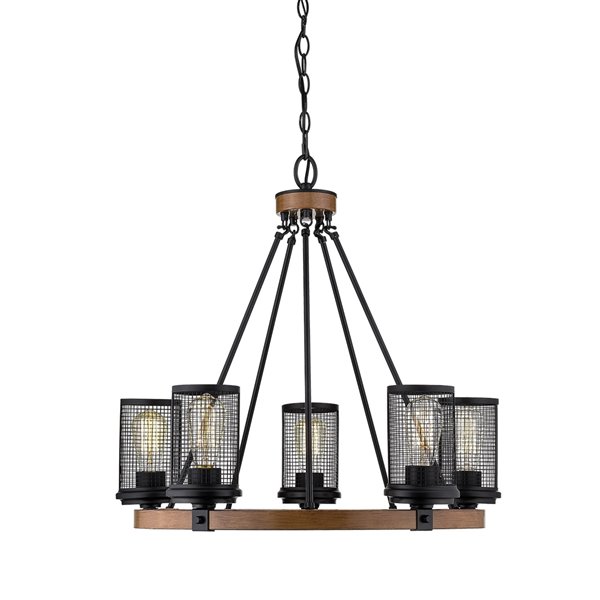 Millennium Lighting Mesa Chandelier - Matte Black/Wood Grain