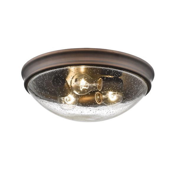 Millennium Lighting Rubbed Bronze Flush Mount - Clear Seeded Glass - 3-Light