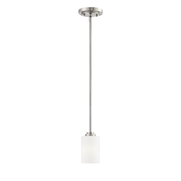 Millennium Lighting 1 Light Bristo Mini-Pendant - Satin Nickel and Etched White