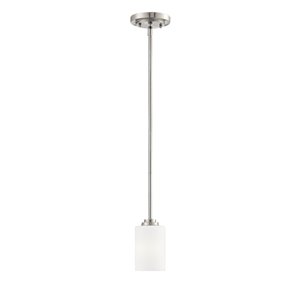 Millennium Lighting 1 Light Bristo Mini-Pendant - Satin Nickel and Etched White