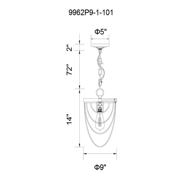 CWI Lighting Gala 1 Light  Mini Chandelier with Black finish