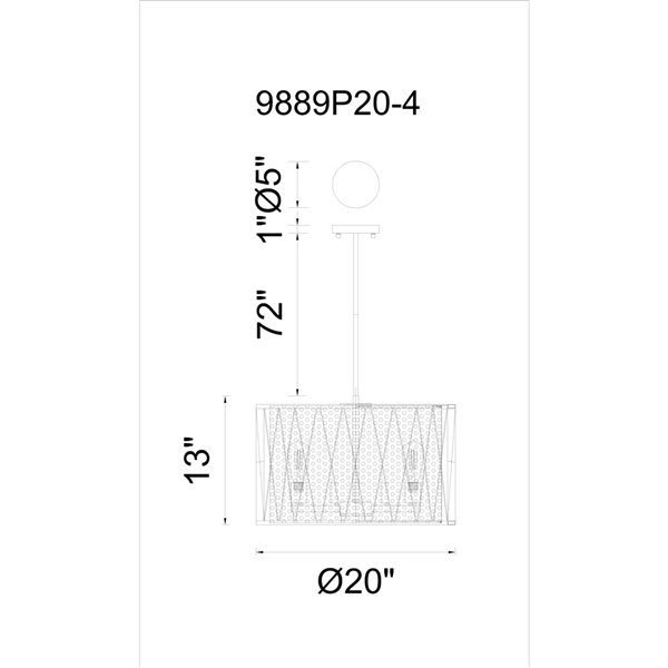 CWI Lighting Tapedia 4 Light Up Chandelier - Black finish