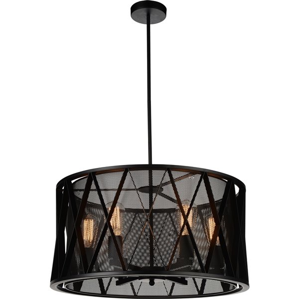 CWI Lighting Tapedia 4 Light Up Chandelier - Black finish