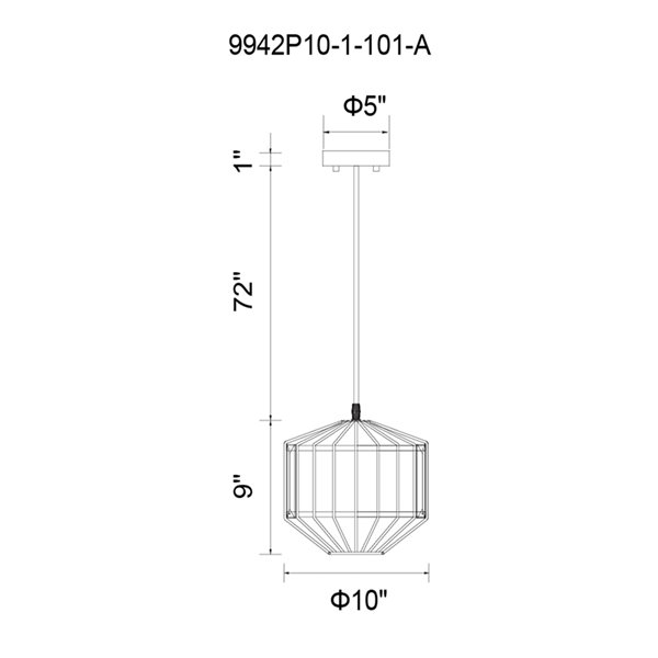 CWI Lighting Alethia 1 Light Down Pendant with Black finish