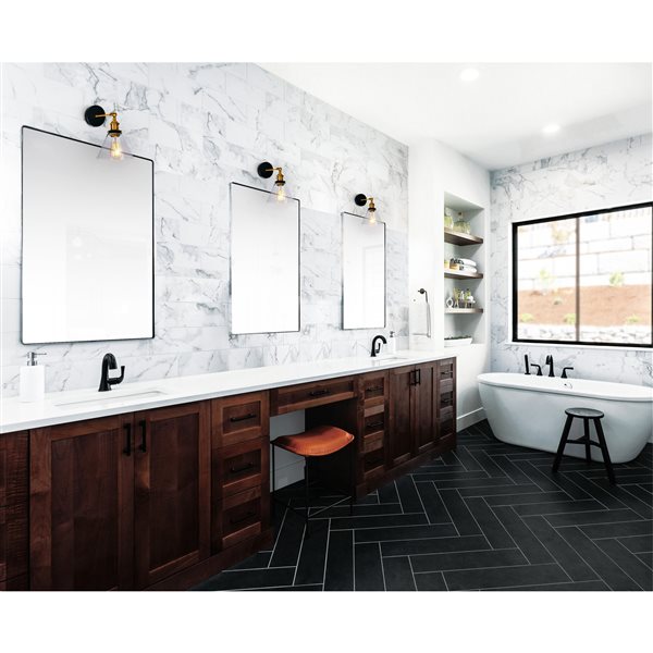 CWI Lighting Eustis 7-in dia Black/Gold Brass 1-Light Rustic Wall Sconce w/ Glass Cone-Shaped Shade