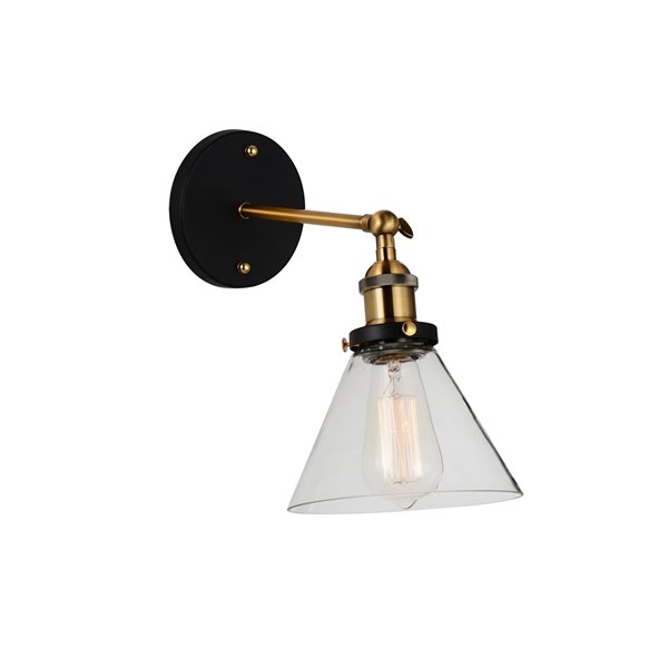 CWI Lighting Eustis 1 Light Wall Sconce - Black & Gold Brass finish