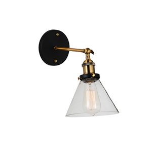 CWI Lighting Eustis 1 Light Wall Sconce - Black & Gold Brass finish