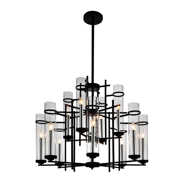 CWI Lighting Sierra 12 Light Up Chandelier - Black finish