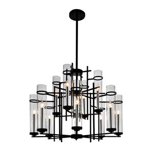 CWI Lighting Sierra 12 Light Up Chandelier - Black finish