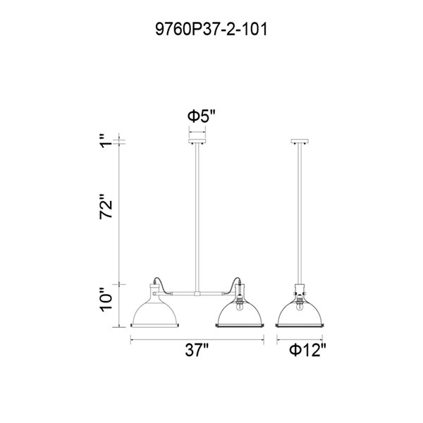 CWI Lighting Strum 2 Light Island Chandelier with Black finish