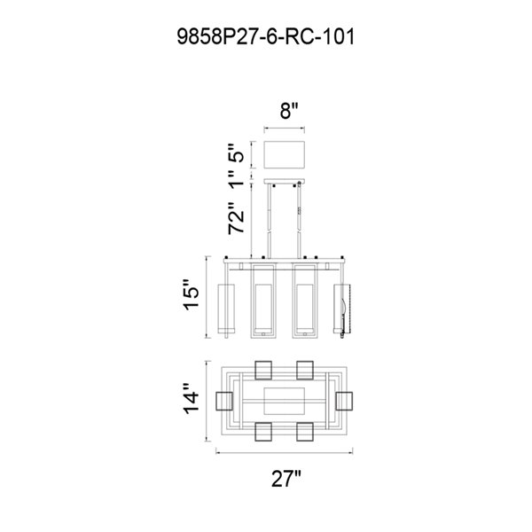 CWI Lighting Vanna 6 Light Up Chandelier - Black finish