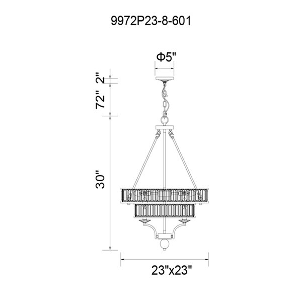 CWI Lighting Shalia 8 Light  Chandelier - Black finish