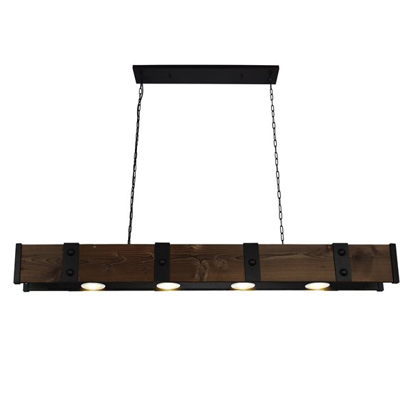 CWI Lighting Pago LED Drum Shade Island Light with Black & Wood finish