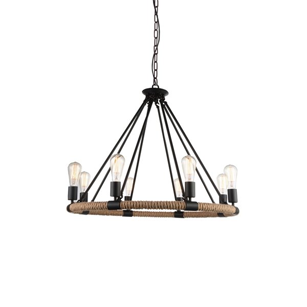 CWI Lighting Ganges 8 Light Up Chandelier - Black finish