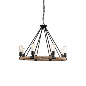 CWI Lighting Ganges 8 Light Up Chandelier - Black finish