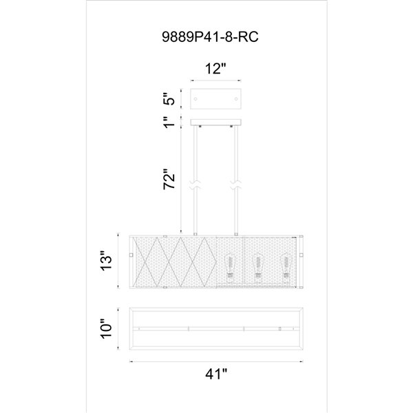 CWI Lighting Tapedia 6 Light Up Chandelier - Black finish