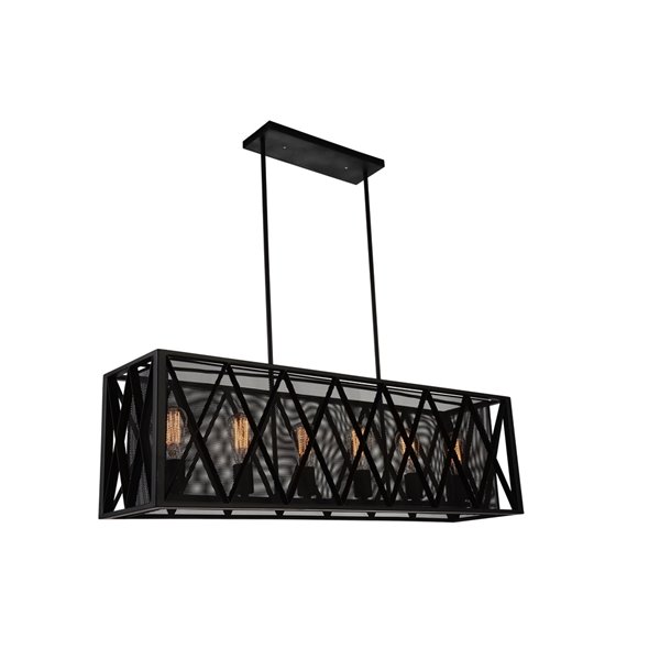 CWI Lighting Tapedia 6 Light Up Chandelier - Black finish