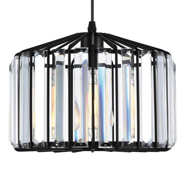 CWI Lighting Alethia 1 Light Drum Shade Pendant with Black finish