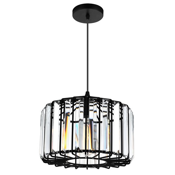 CWI Lighting Alethia 1 Light Drum Shade Pendant with Black finish