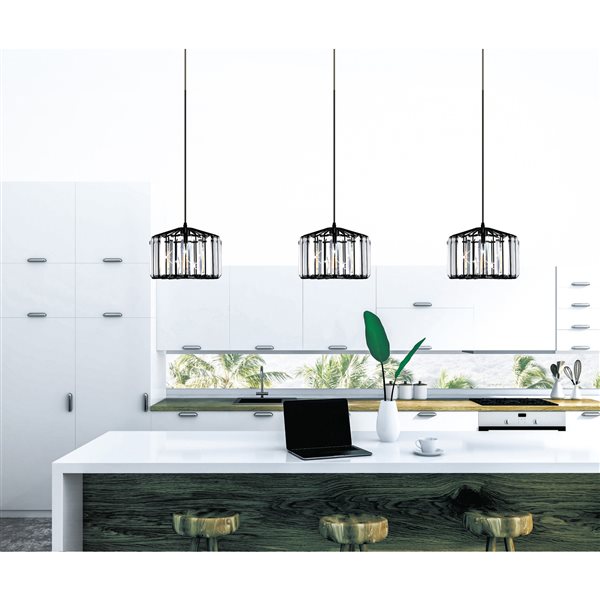 CWI Lighting Alethia 1 Light Drum Shade Pendant with Black finish