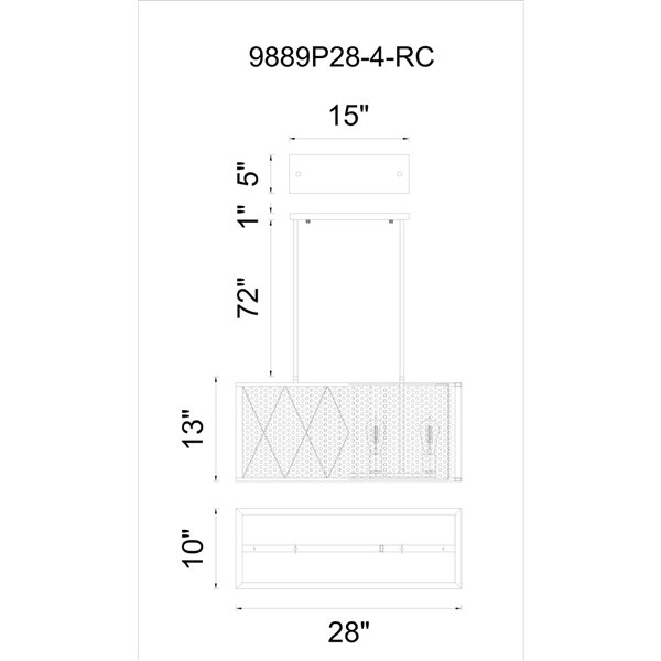 CWI Lighting Tapedia 4 Light Up Chandelier - Black finish
