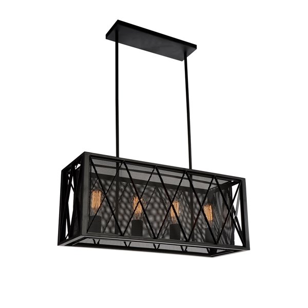 CWI Lighting Tapedia 4 Light Up Chandelier - Black finish