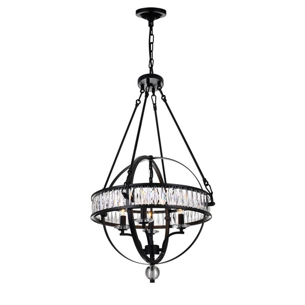 CWI Lighting Arkansas 4 Light  Chandelier - Black finish