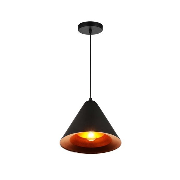 CWI Lighting Keila 1 Light Down Pendant with Black & Gold finish