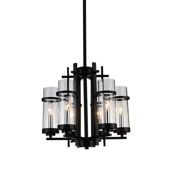 CWI Lighting Sierra 6 Light Up Chandelier - Black finish