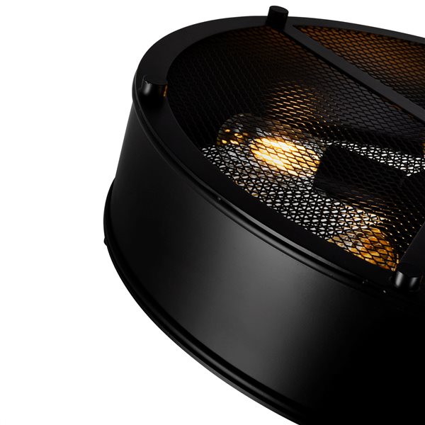 CWI Lighting Tigris 16-in Black Metal 3-Light Contemporary Drum Shade Flush-Mount Light