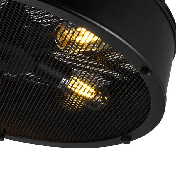 CWI Lighting Tigris 16-in Black Metal 3-Light Contemporary Drum Shade Flush-Mount Light