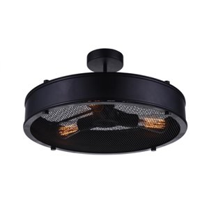 CWI Lighting Tigris 3 Light Drum Shade Flush Mount - Black finish