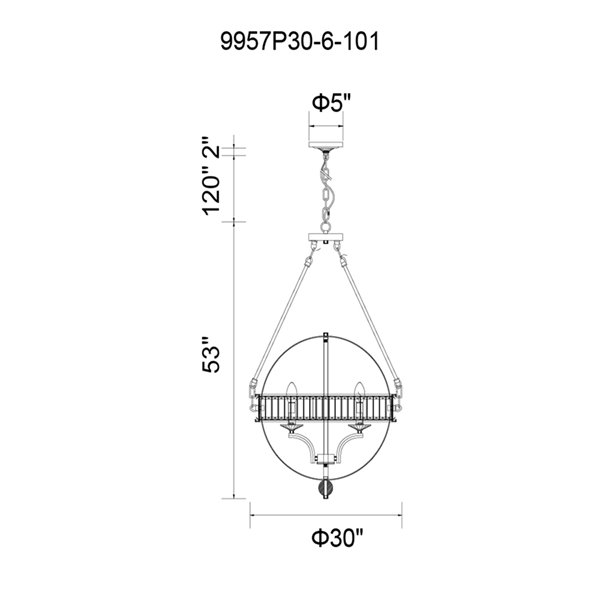 CWI Lighting Arkansas 6 Light  Chandelier - Black finish