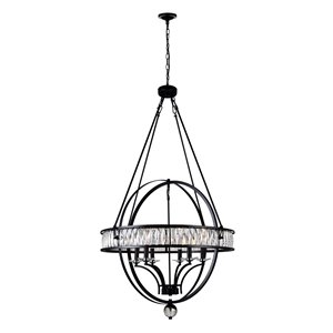 CWI Lighting Arkansas 6 Light  Chandelier - Black finish