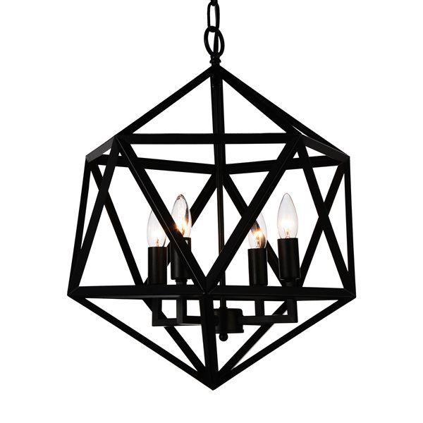 CWI Lighting Amazon 20-in dia Black Metal  4-Light Rustic Geometric Pendant Light