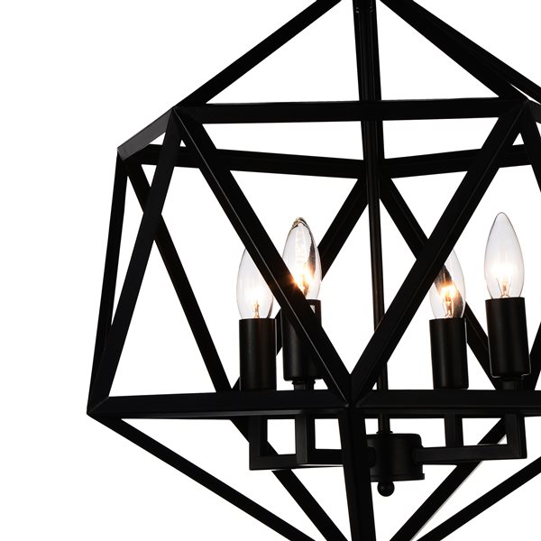 CWI Lighting Amazon 20-in dia Black Metal  4-Light Rustic Geometric Pendant Light