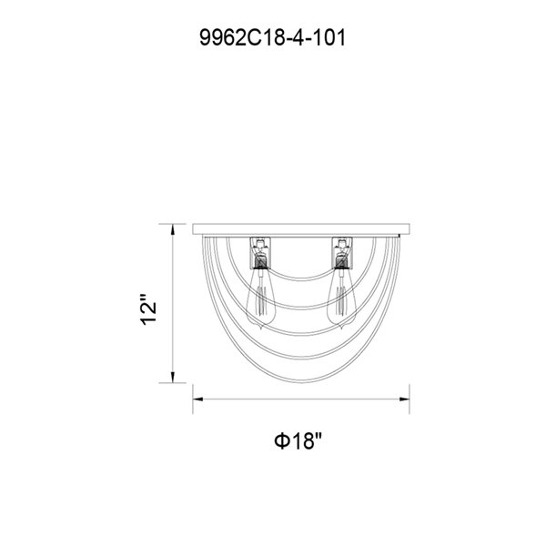 CWI Lighting Gala 4 Light  Flush Mount - Black finish