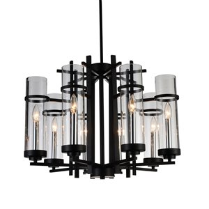 CWI Lighting Sierra 8 Light Up Chandelier - Black finish