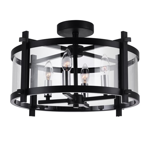 CWI Lighting Miette 4 Light Cage Flush Mount - Black finish