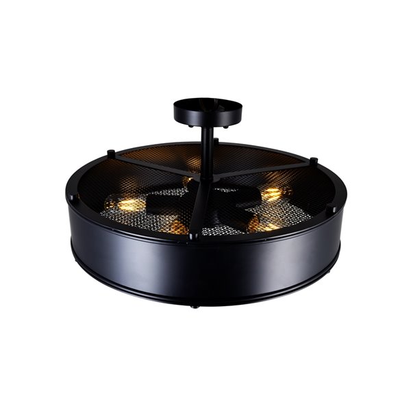 CWI Lighting Tigris 5 Light Drum Shade Flush Mount - Black finish