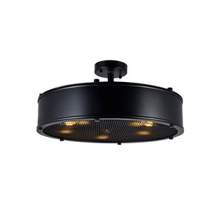 CWI Lighting Tigris 5 Light Drum Shade Flush Mount - Black finish